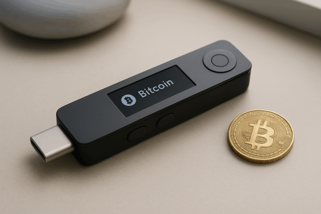 تصویر ولت سخت‌افزاری لجر نانو ایکس برای بیت‌کوین